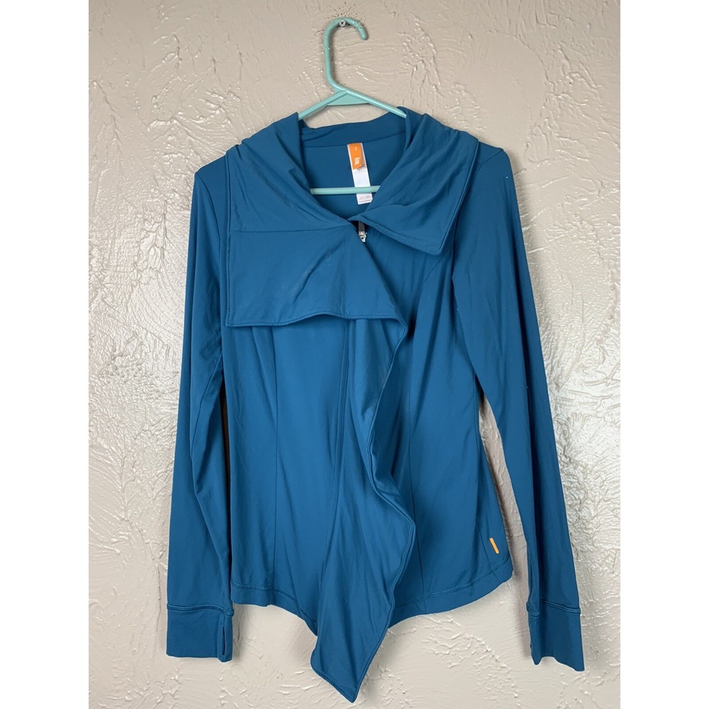 Lucy Jacket Sweatshirt Shawl Neck Bias Zipper Teal Blue Green Women's Size Small